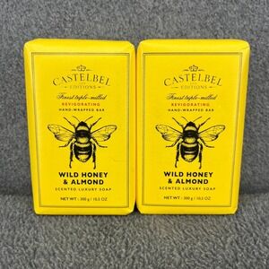 2x Castelbel Soap Yellow Wild Honey & Almond Triple Milled Luxury Bars 10.5 oz